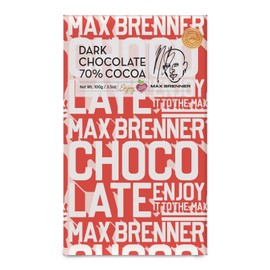 MAX BRENNER Premium Chocolate Bars, Decadent Israeli Treats, Kosher, Luxurious Gourmet Experience, 100g Each (DARK CHOCOLATE 70% COCOA)