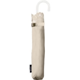 Nakatani Natural Basic Folding Umbrella, UV Flower Heat Cut, Beige, Hand Opened, Rib Size: 21.7 inches (55 cm), Black Coating Treatment, Wind Resistant