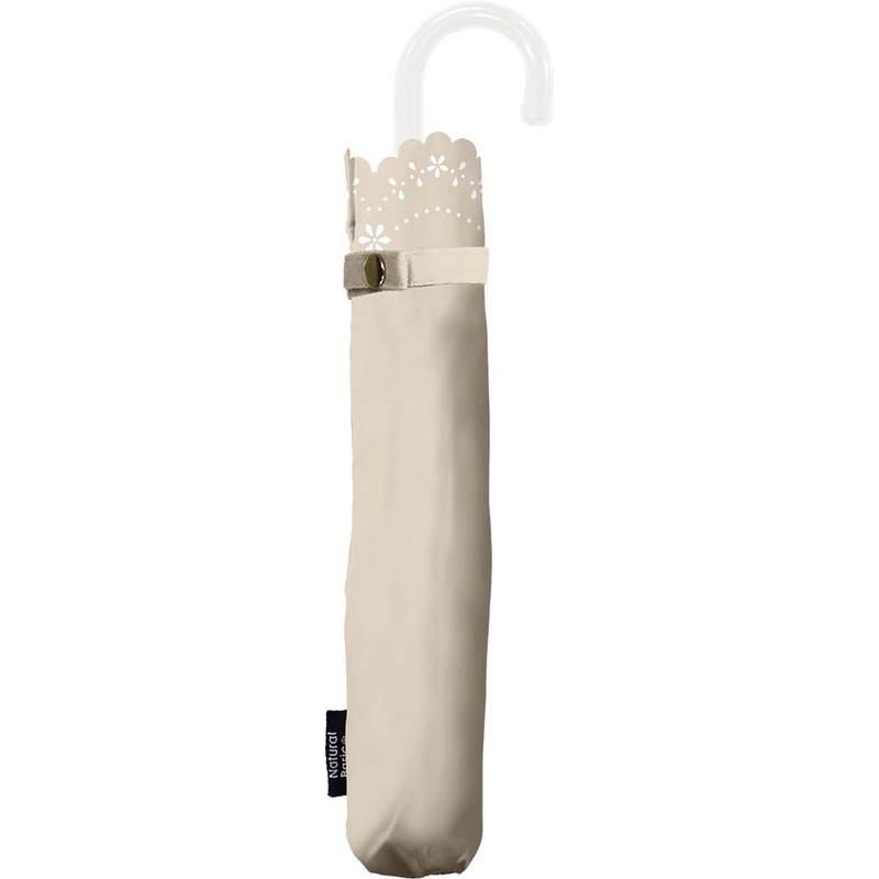 Nakatani Natural Basic Folding Umbrella, UV Flower Heat Cut, Beige,
