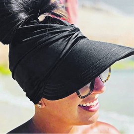 FREEBIRD99 Elastic Summer Visor Sun Hat for Women (Black)