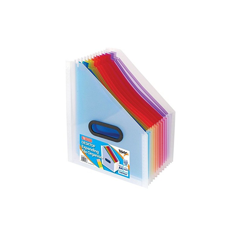 13 Part A4 Desktop Expanding File Portrait Organiser With Coloured