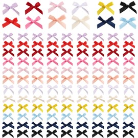 Piacolnic Mini Ribbon Bows, 120 Pieces Twist Tie Bows, Colorful Satin Bowknot Gift Wrap Bows for DIY Crafts Gift Wrapping Wedding Party Bridal Baby Shower Birthday Decorations