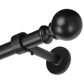 240 Inch (20 Ft) Extra Long Curtain Rod, 1 Inch Heavy Duty Drapery Rods - Industrial Seamless Joints & 5 Hidden Screw Adjustable Brackets, for Sliding Doors Outdoors Patio, Black