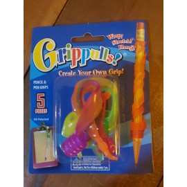 A&W 5-Pack Grippulls! Comfort Shape Pencil & Pen Grips - Wrap, Stretch, Hang!