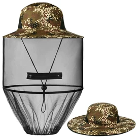 AOGOE Mosquito Head Net Hat, Mosquito Hat with Removable Netting, Bee Keeper Hat, Anti-Mosquito Fishing Hat, Camping Mosquito Hat, Midgie Face Cover, Portable Midge Head Net Hat for Outdoor Hiking