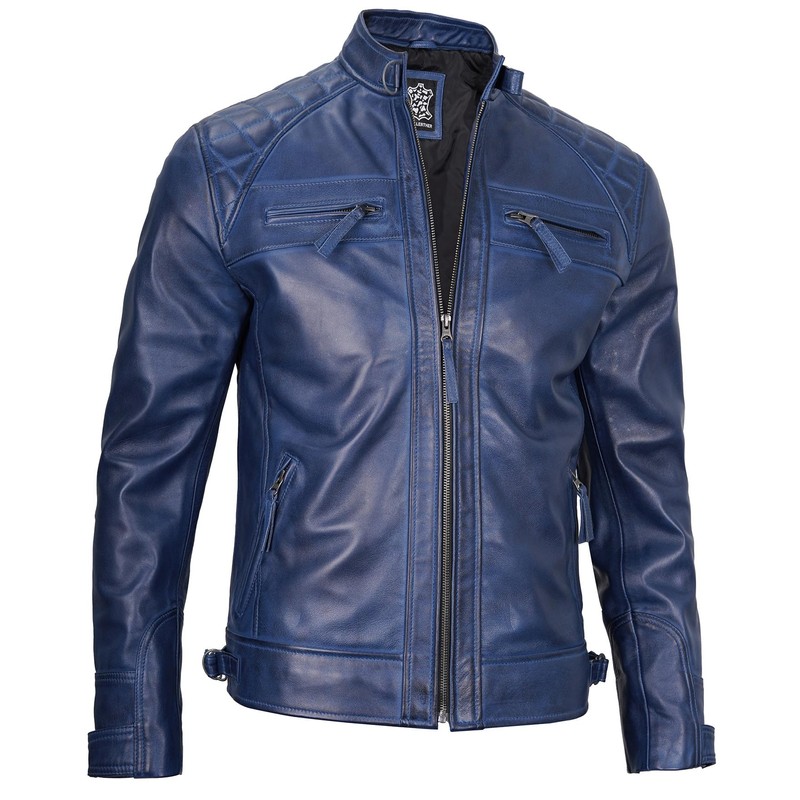 Decrum Mens Leather Jackets - Cafe Racer Leather Jacket |
