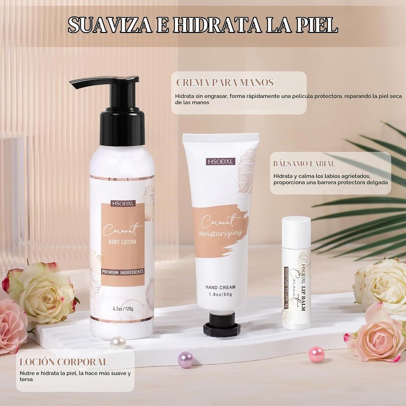 Set de Regalo de Baño y Cuidado Corporal de Coco