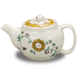 Teapot, Stylish Tableware, Kutani Pot, Flower Arabesque Pattern, Ceramic, Brand, Japanese Tableware, Made in Japan, With Tea Strainer Net