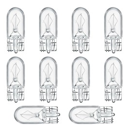 ZIMISI 10PCS T10 12V 5W Car Flat Foot Mini Lights, Quartz Glass Halogen Width Indicator Lights, Car Instrument Bulb Replacement Accessories for Brake/Turn Light, Taillight (T10)