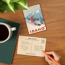 Snowboarder Scene, Idaho (4x6 Birch Wood Postcards, 2-Pack Stationary, Rustic Home Wall Decor)
