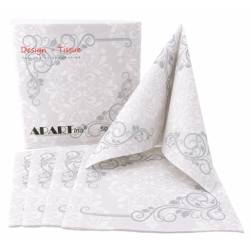50 Napkins Ornaments 40 x 40 cm Fabric-Like Airlaid Ornaments,