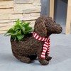 GOIYRCS Rattan Flower Pot, Resin Animal Planter, Decorative Puppy Dog
