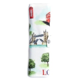 Puckator London Tour 100% Natural Bamboo Cutlery 6 Pc Set in Canvas Holder - Biodegradable Bamboo Utensils - Eco Friendly Cutlery - Camping Tableware - Cutlery Holder for Lunch Box -Party Cutlery