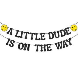A Little Dude is On The Way Banner for Smile Happy Dude Baby Shower Decorations