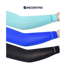 Incontro Comfortable Striped Cooling Arm Sleeve with Odramph Seamless Technology SN2203-0017 Sky Blue/FREE