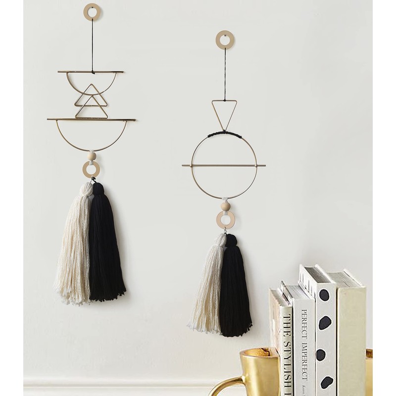 Lindo macramé para colgar en la pared de latón con