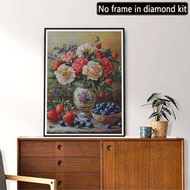 MOMAKA 5D Diamond Painting Kits Flower for Adults, DIY Diamond Painting Full Drill Set Fruit, Round Diamond Arts Craft Cross Embroidery Painting Kits for Home Wall Decoration 30 x 40 cm - 66