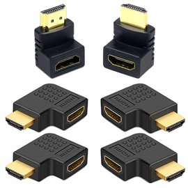 Paquete de 6 adaptadores en ángulo HDMI 3D y 4K, 2 unidades de 90 y 270 grados, 4 unidades verticales planas izquierda y derecha 90 grados macho a hembra adaptador HDMI conector de TV