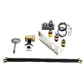 Dreffco Fire Pit Gas Burner Connection Kit- Complete with 1/2 inch Non-Whistle Flex Line, Matched Ball Valve, and Spark Ignition Kit Including Stainless Mounting Plate