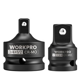 WORKPRO 2-Piece Impact Socket Adapter and Reducer Set, 3/4" F to 1/2" M & 1/2" F to 3/4" M Drive Socket Adapter Set, Cr-Mo Steel, Square Drive Adapter for Impact Driver Conversions