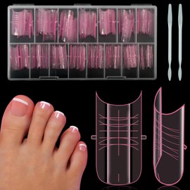 150 Pcs Flat Curve Shape Nail Forms for Finger and Toes,15 Sizes Pre-etched Dual Forms Molds for Large Wider Normal Petite Finger &Toe Nail Beds,Reusable,No File Needed