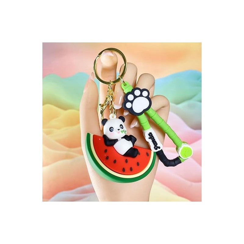 xutao Cute Panda Watermelon Keychain Cartoon Animal Fruit Keychain Panda