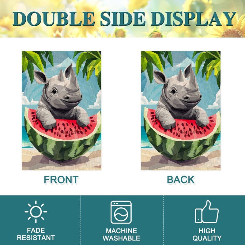 isegMind Hello Summer Watermelon Garden Flags for Outside 12x18 In