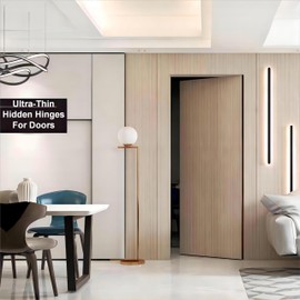 Hidden Door Hinge，Ultra-Thin Hidden Hinges,Adjustable Butt Hinge,Silent Door Hinge,110Lbs Load-Bearing，Heavy Duty Concealed Hinges for Secret Door，zinc Alloy,110 degreeOne-Way Inside Open,2pcs