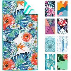 VENTURE 4TH Microfiber Beach Towel: Quick-Dry, Compact, Sand-Free, Absorbent, Sandproof and Lightweight - Perfect for Camping, Beach, and Roadtrips (Tropical Heat Design | 35x78 inches)