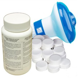18 x AquaFinesse Chlorine Tablets 20g + Floating Dispenser for Hot Tub or Paddling Pool Swimming
