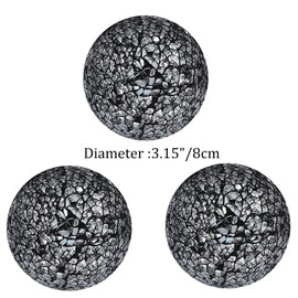 Kunjocy Juego de 3 bolas decorativas de mosaico de vidrio de 8 cm de diámetro para cuencos, jarrones y centros de mesa de comedor (negro)
