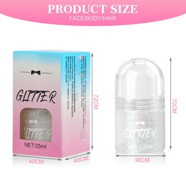 LOPHE Roll-on Body Glitter Gel, Holographic Glitter Gel, Colour Change, Mermaid Sequins Sparkling, for Festival Rave Accessories and Face Nails Eyes Lips (White Blue)