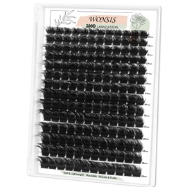 Lash Clusters, Thick 200D Volume Eyelash Clusters 10-18mm, Soft Lightweight Reusable D Curl Individual Lashes, DIY Lash Extensions for Beginners (200D 10-18mm)