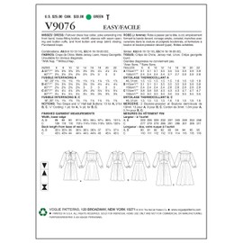 Vogue Patterns V9076 E5 Misses' Gathered Dress with Bishop Sleeves Sewing Pattern, Size 14-22 (9076)
