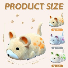 Interactive Electric Hamster Cat Toy, Electric Cat Toy, Mouse Toy, Self-Moving Obstacles, Avoid Interactive Cat Toy, Self-Employment (Yellow + Khaki + Grey)