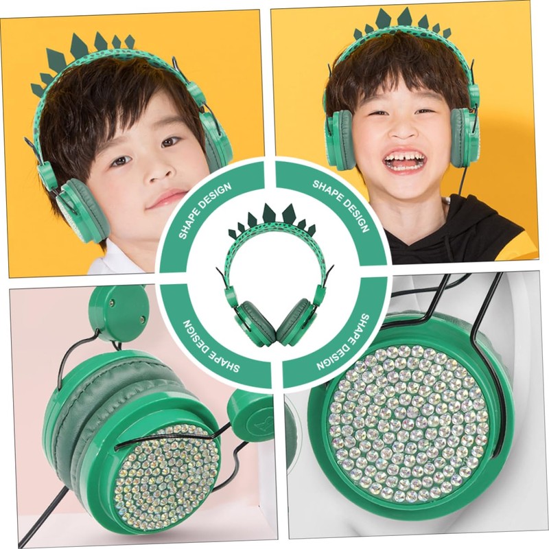 jojofuny Boy Girl Headset with Mic Soft Comfortable Dinosaur Design