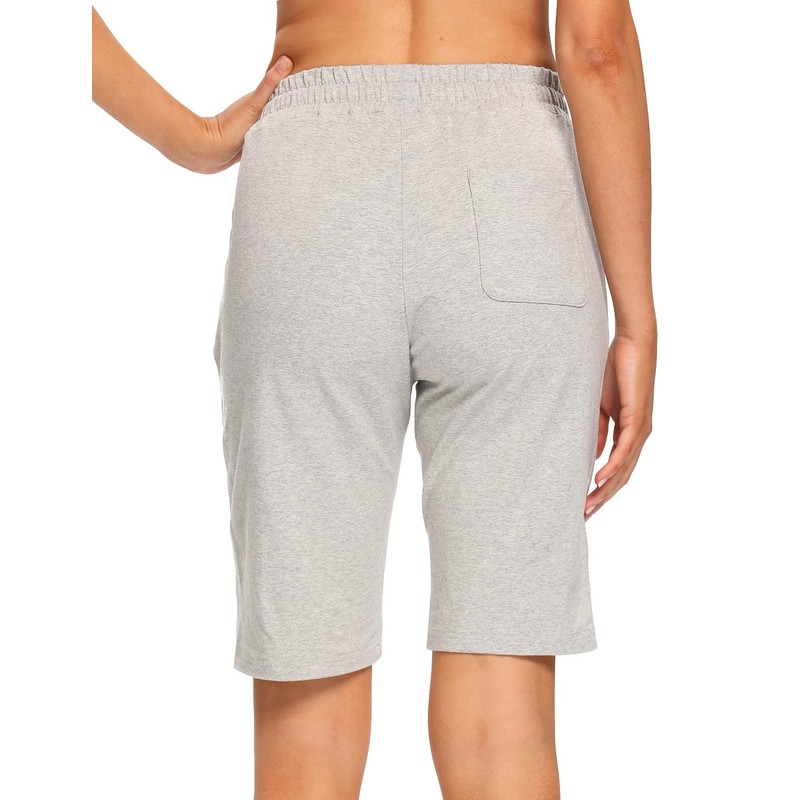 EZRUN Bermudas para mujer con bolsillos, Pantalones para correr., gris,