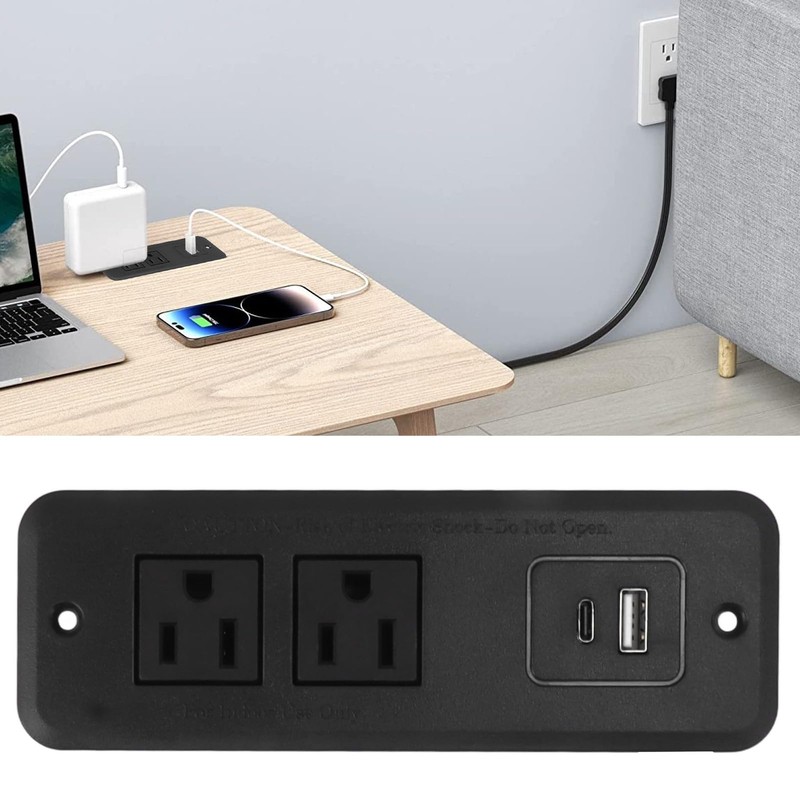 Desk Recessed Power Outlet: Embedded Power Strip with Fireproof Plastic