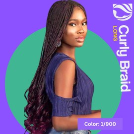 Darling Empress Collection Curly Braids (#1/900) – 60 Inch, 6X, Synthetic Curly Braiding Hair, French Curl, Soft Lightweight, Tangle-Free, Heat Resistant Fiber 1 Pack