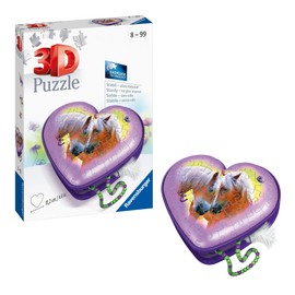 Ravensburger 3D Puzzle 11171 - Heart Box Horses - 54 Pieces - Storage Box for Horse Fans from 8 Years, Horse Gifts for Girls and Boys