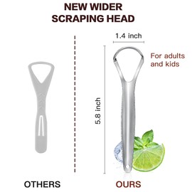 AILE Tongue Scraper, 100% Useful Surgical Stainless Steel Tongue Cleaner for Both Adults and Kids, Professional Reduce Bad Breath Metal Tongue Scrapers, Help Your Oral Hygiene"