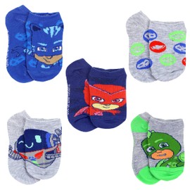 PJ Masks Boys' No Show Socks, Blue/Grey, Small