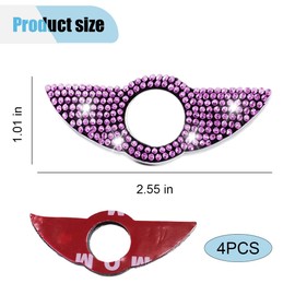4PCS Bling Car Inner Door Lock Covers, Crystal Rhinestone Pull Rod Bolt Sticker, Sparkly Car Door Lock Pin Cap, Universal Auto Door Bolt Cap Decoration for C Class C200L C260L GLC260 (Pink)