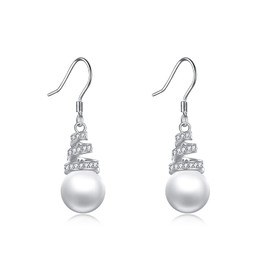 Pearl Earrings for Women 925 Sterling Silver Irish Celtic Knot Hoop Earrings Leverback Jewellery Gifts for Mum Mother Girls Friends, Sterling Silver