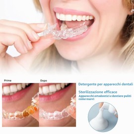 2 Pezzi 60ml Detergente Per Apparecchi Dentali Detergente Duraturo Per La Conservazione della Fragranza Schiuma Per La Rimozione degli Odori Siero Per La Rimozione delle Macchie dei Denti Finti Per al