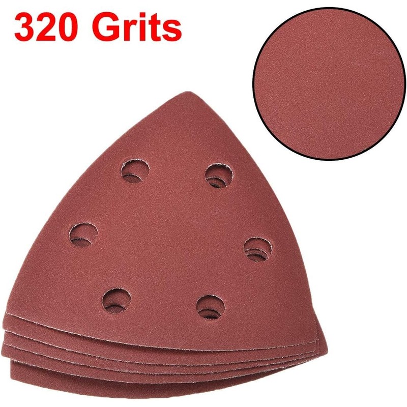TA-VIGOR 15Pcs 320 Grit Detail Sander Sandpaper, 6 Holes Sanding