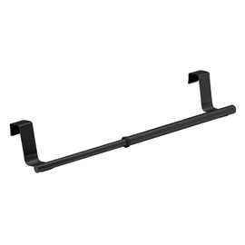 WENKO Telescopic door towel rack, extendable towel holder for kitchen and bathroom for hanging on drawer & cupboard door, mounting without drilling, stainless steel, 22-35 x 6 x 7 cm, black