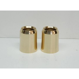 PAIR OF POLISHED BRASS 1" CANDLE FOLLOWERS, BURNERS, TOPPERS