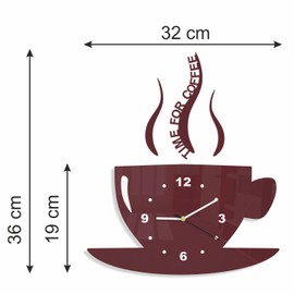 FLEXISTYLE Tasse Time for Coffee (Zeit für Kaffee) Moderne Küche Wanduhr, Braun, 3D römisch, wanduhr deko