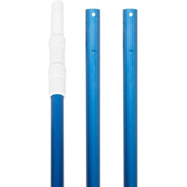 POOLWHALE Professional 12 Feet Blue Anodized Aluminum Telescopic Swimming Pool Pole,Adjustable 3 Piece Expandable Step-Up,for Skimmer Nets, Vacuum Heads and Brushes, Strong Grip & Lock